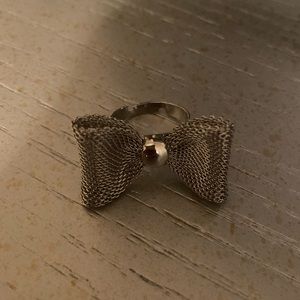 Adjustable Silver Bow Ring